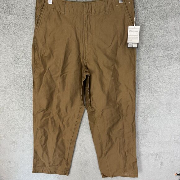 S Uniqlo U Pants Mens 35x29 Brown Khaki Straight Leg 100% Cotton NWT - Picture 1 of 12